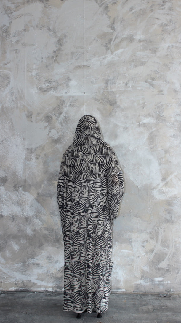 Sommer Black and Nude Zebra Print Kimono and Scarf Set