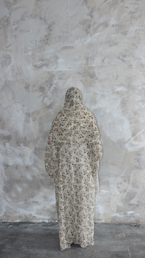 Sommer Olive Branch Printed Kimono and Scarf Set