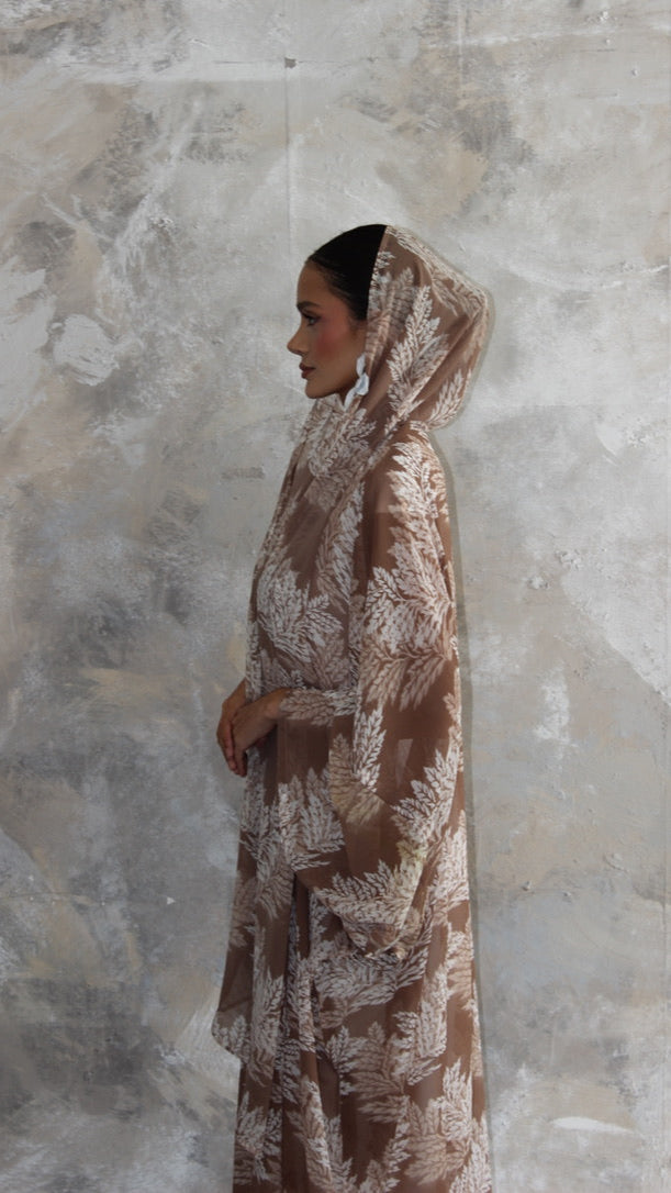 Sommer Camel Print Kimono and Scarf Set