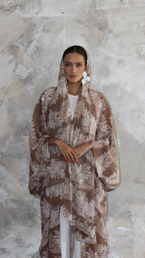 Sommer Camel Print Kimono and Scarf Set