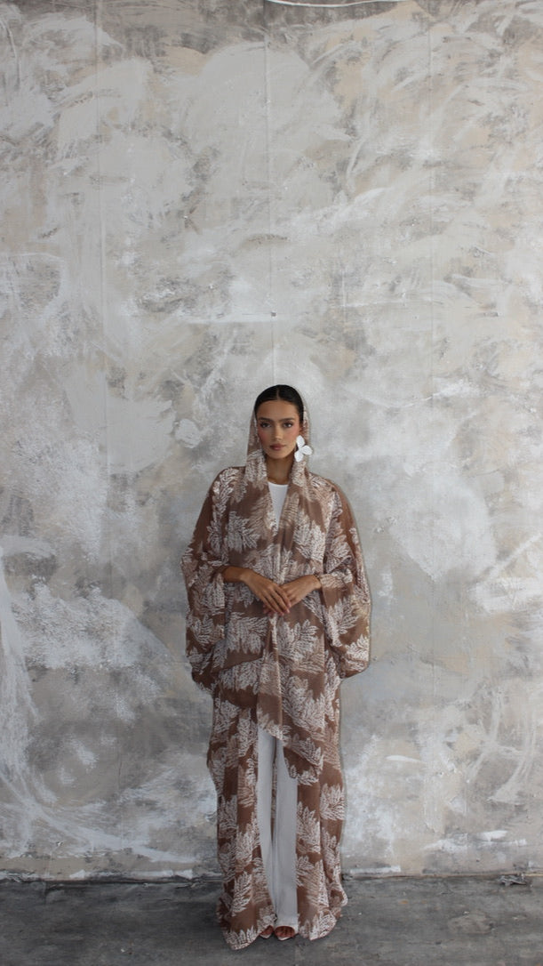 Sommer Camel Print Kimono and Scarf Set