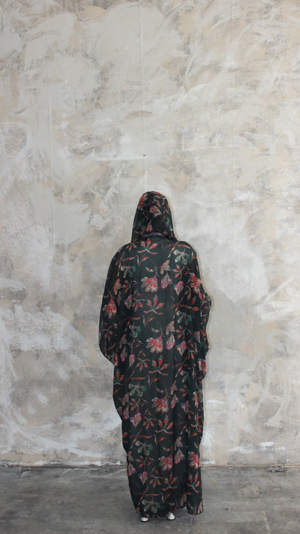 Sommer Bottle Green Printed Kimono and Scarf Set