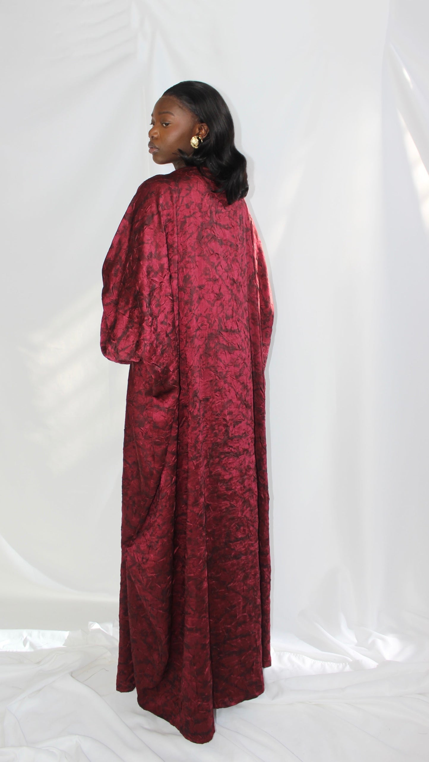 Kai Dress in Maroon & Black