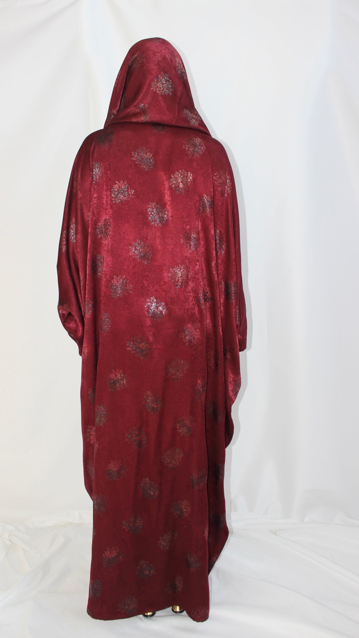Hanifa Print Abaya & Scarf Set in Wine
