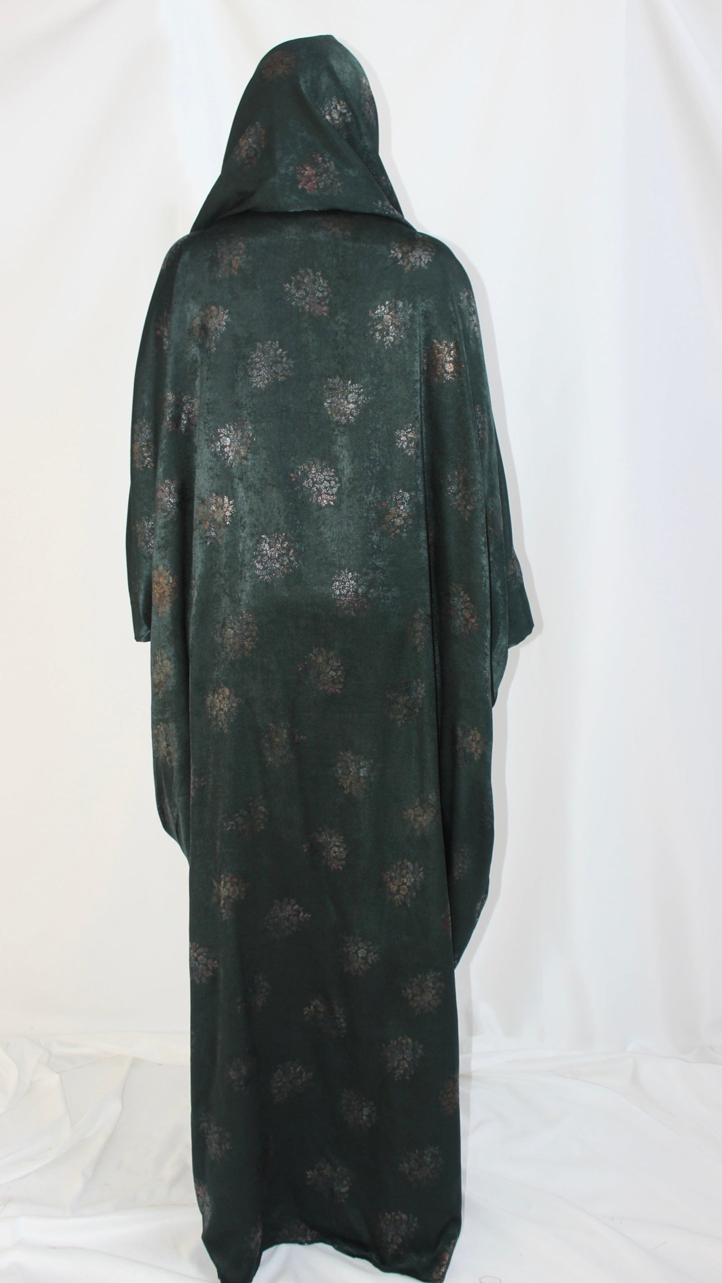 Hanifa Print Abaya & Scarf Set in Dark Green