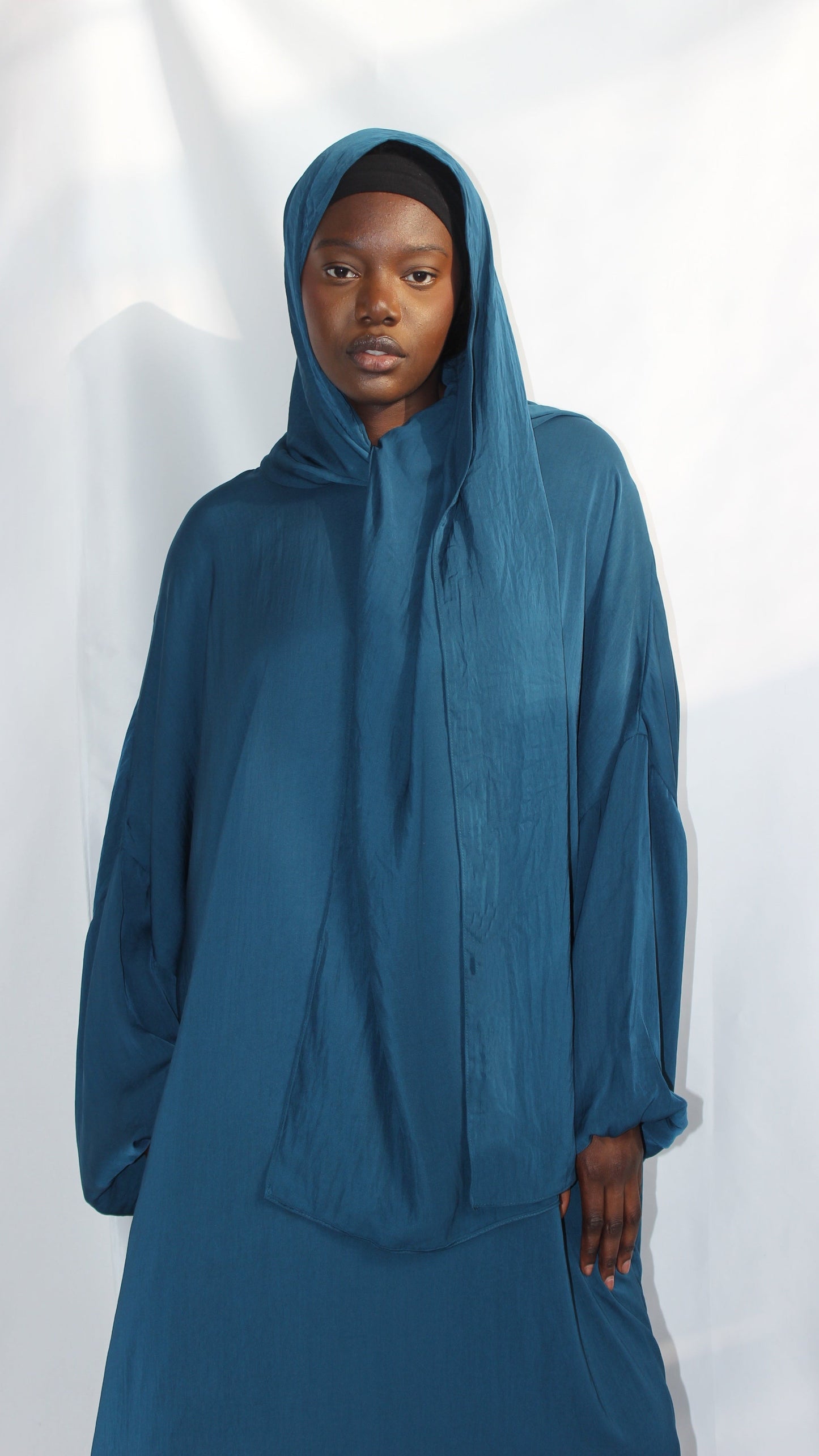 Ilham Abaya with Scarf Attached in Teal