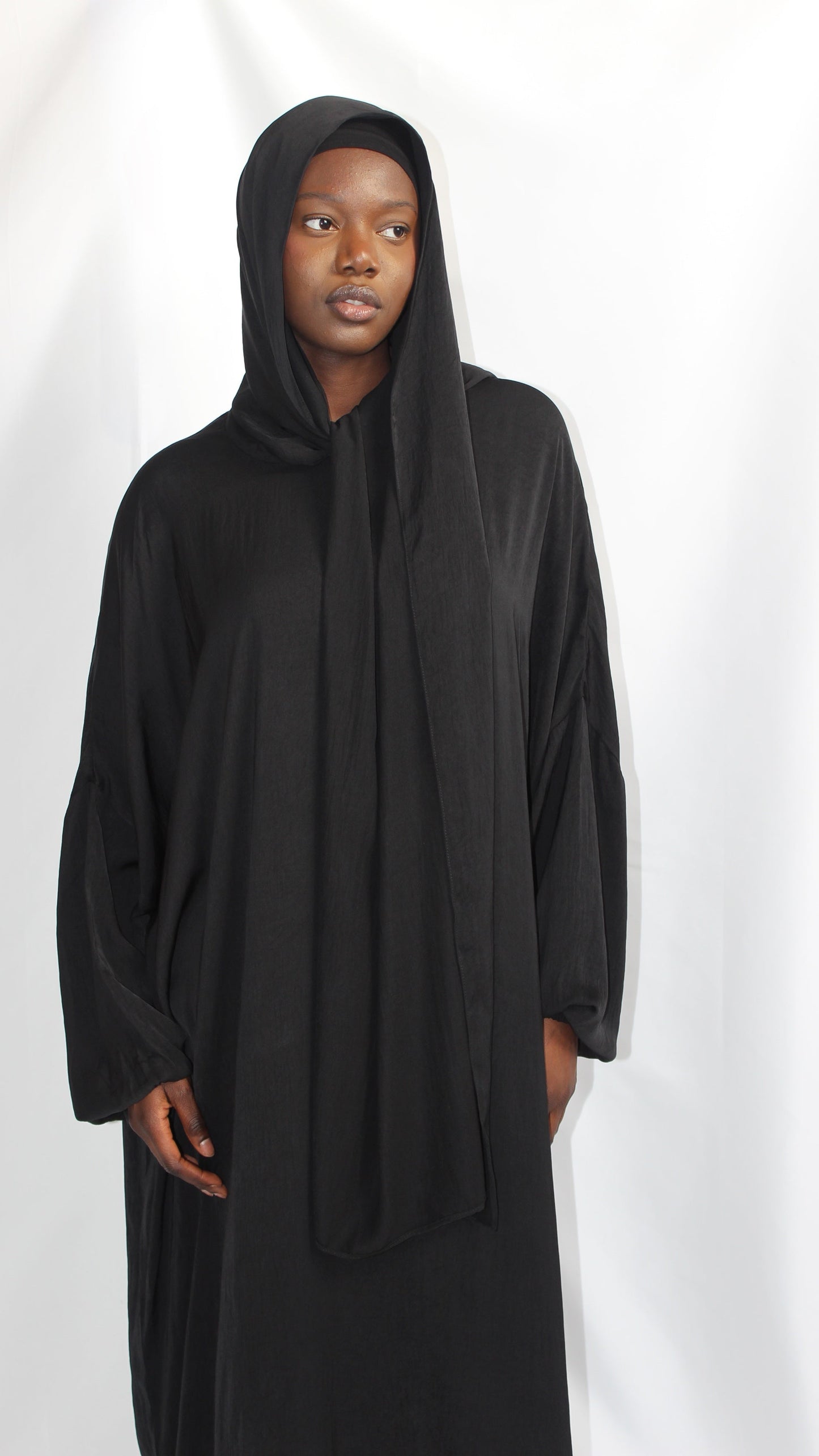 Ilham Abaya with Scarf Attached in Black