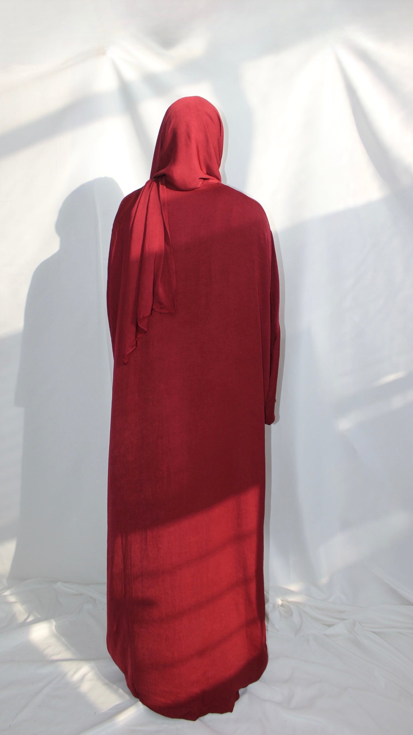 Ilham Abaya with Scarf Attached in Deep Red