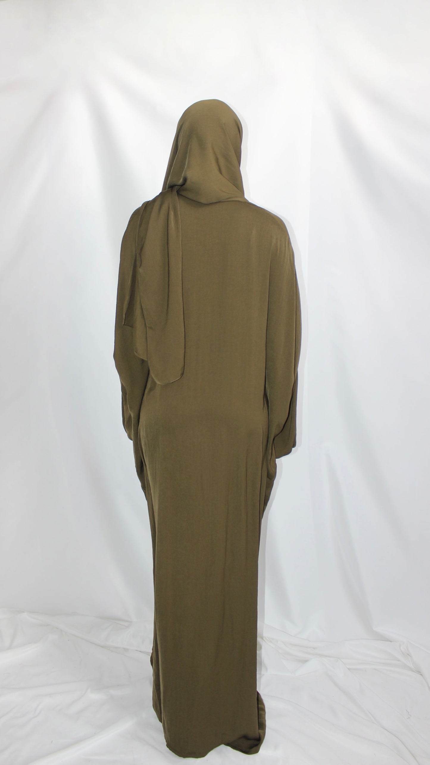Ilham Abaya with Scarf Attached in Olive
