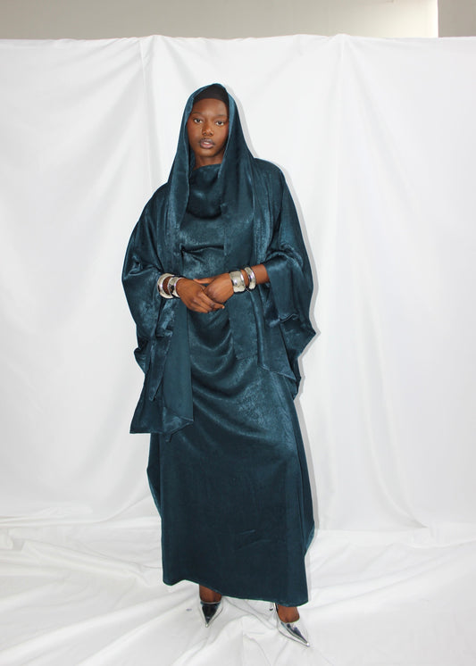 Hanifa Abaya & Scarf Set in Teal