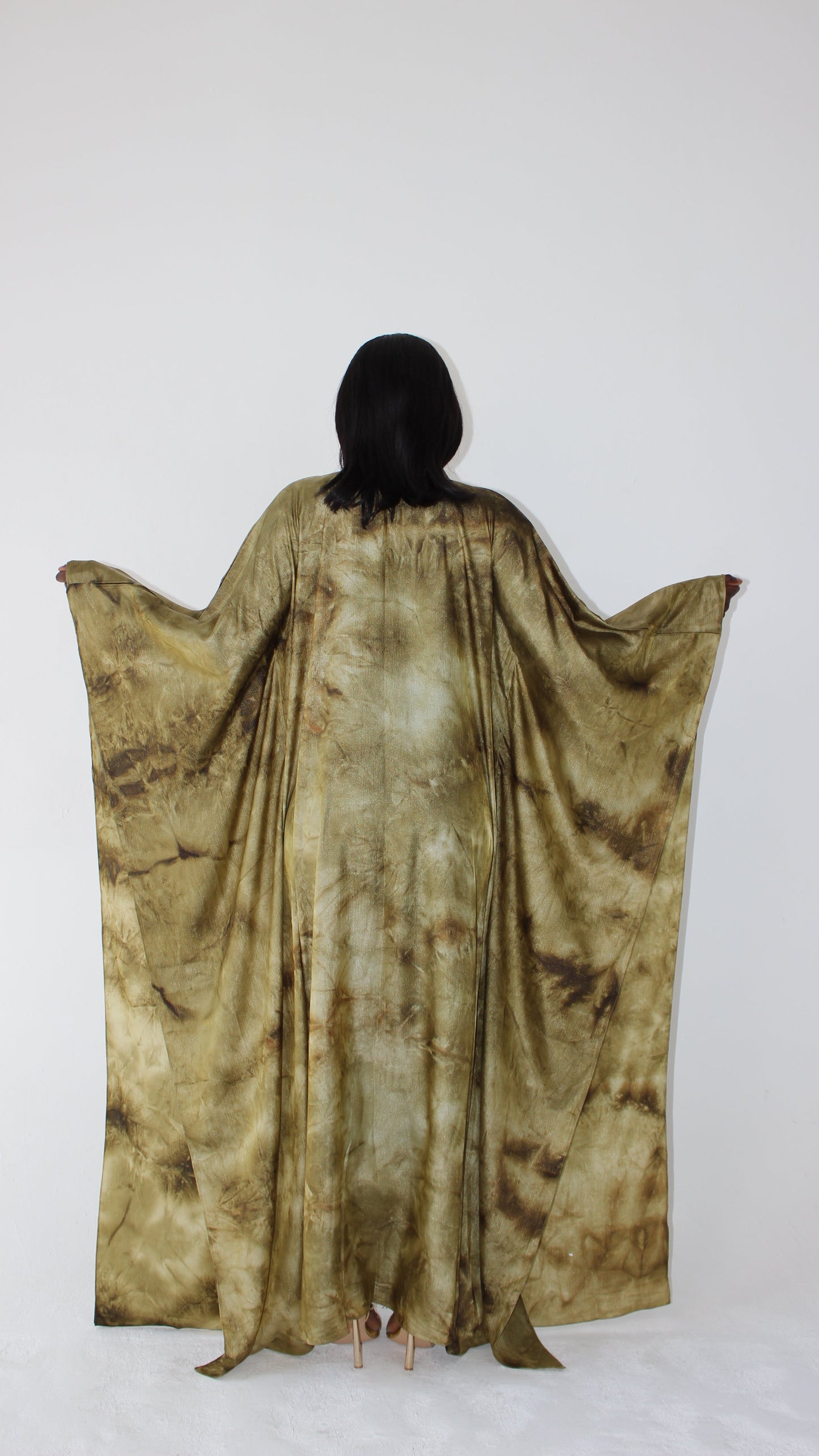 KATSUMI KHAKI PRINT KAFTAN DRESS