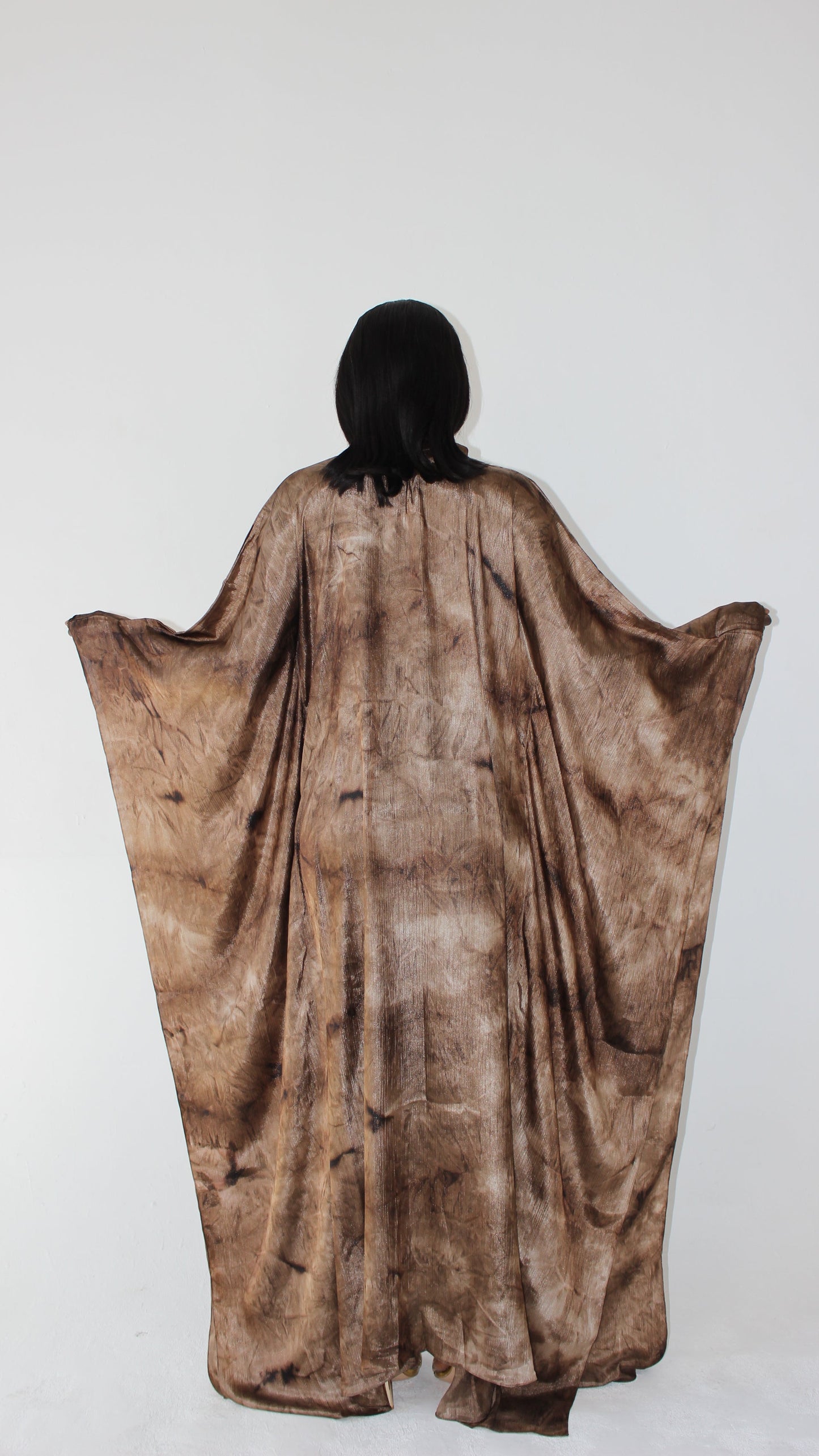 KATSUMI FUDGE BROWN PRINT KAFTAN DRESS