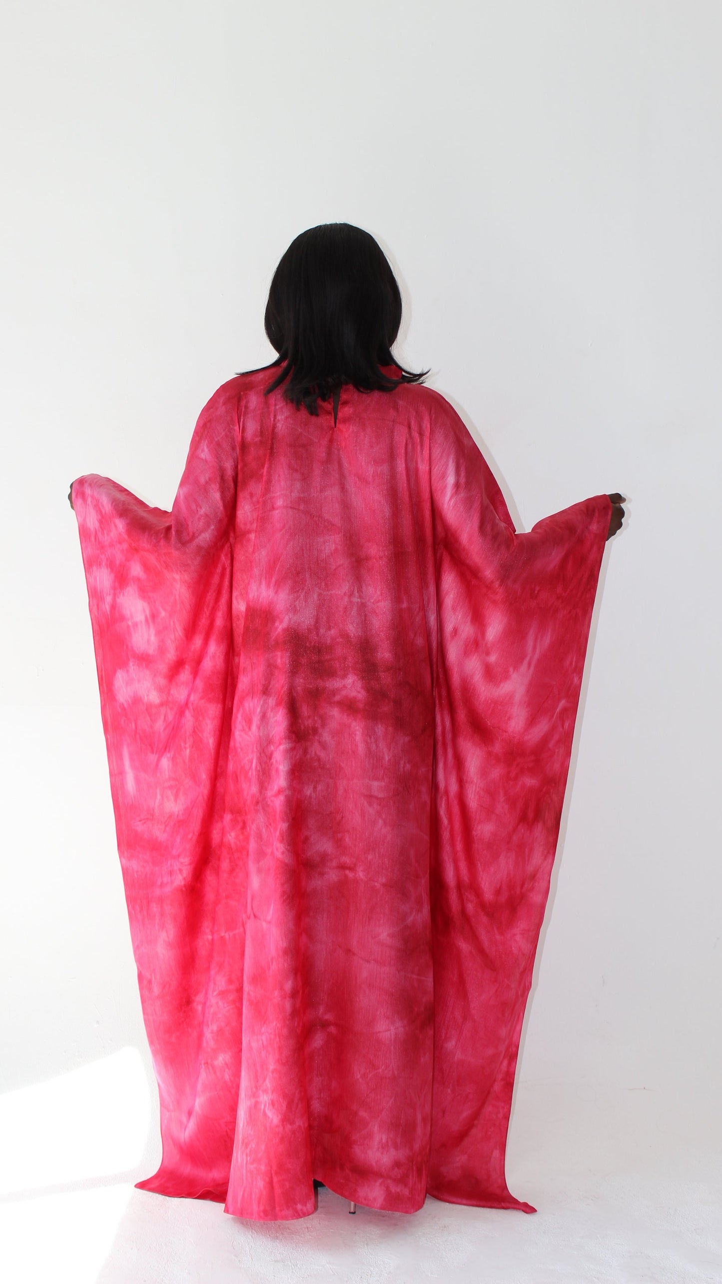 KATSUMI HOT PINK PRINT KAFTAN DRESS