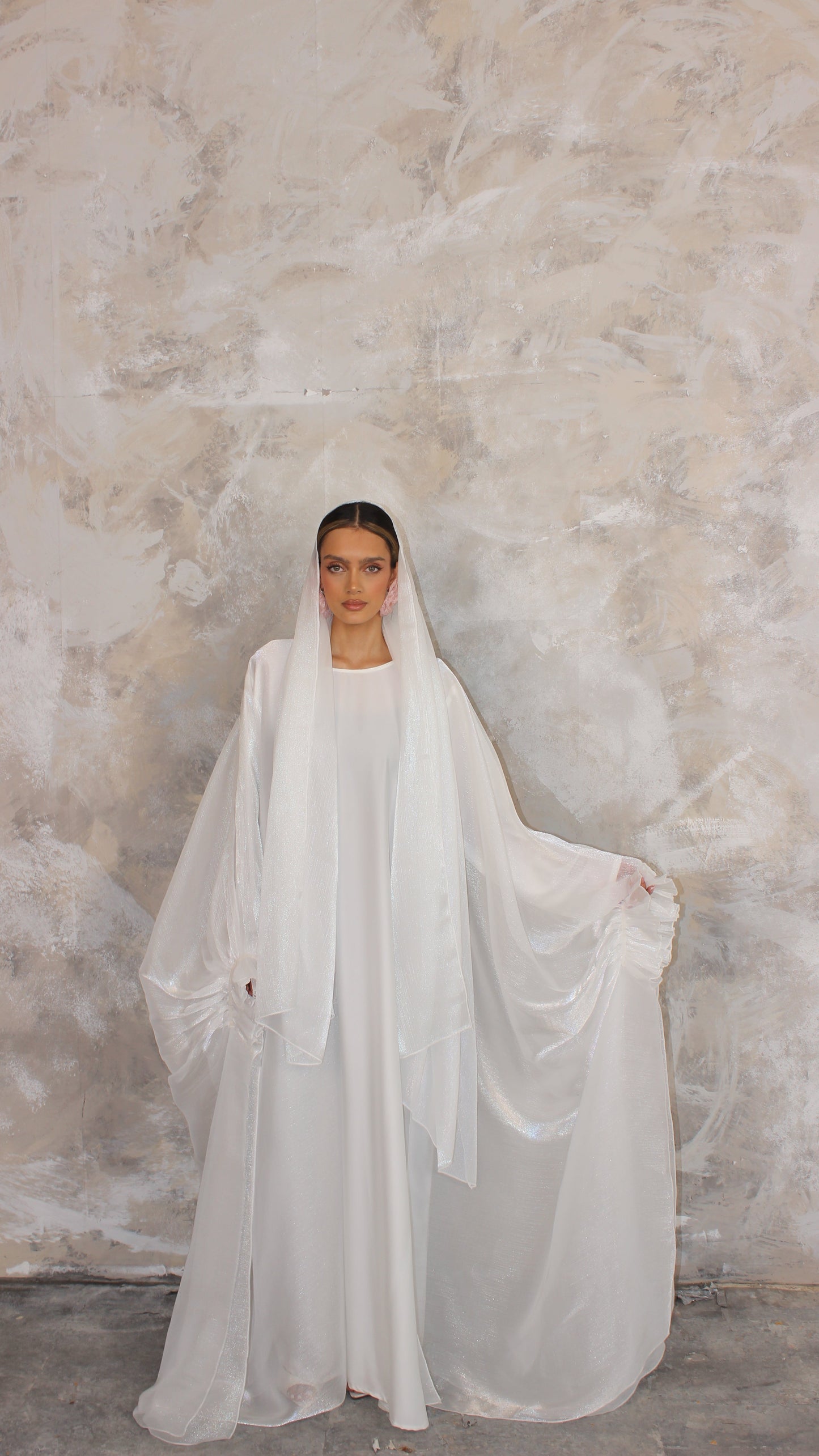 Laila Organza Abaya and Scarf Set in White