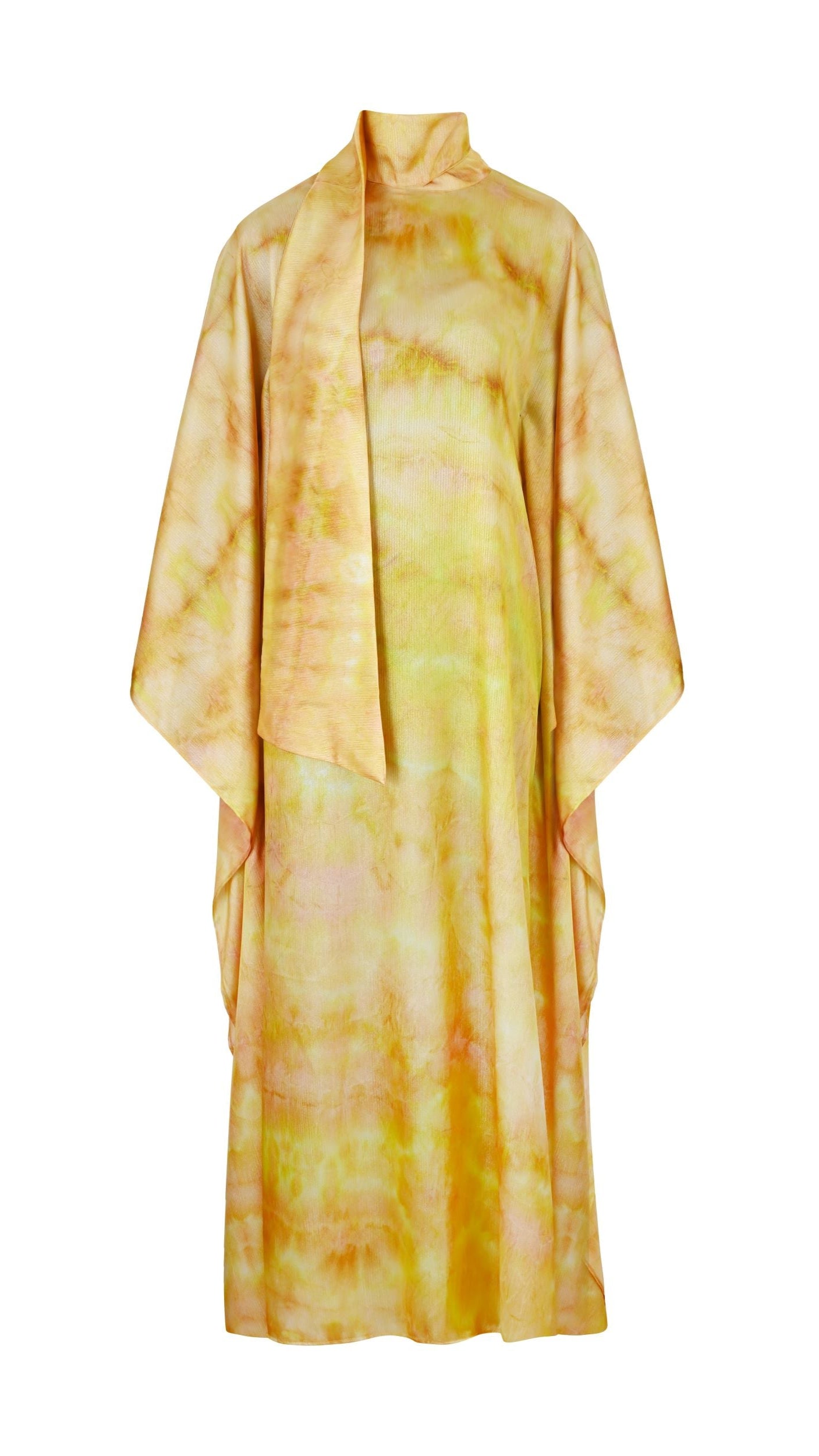 KATSUMI YELLOW PRINT KAFTAN DRESS