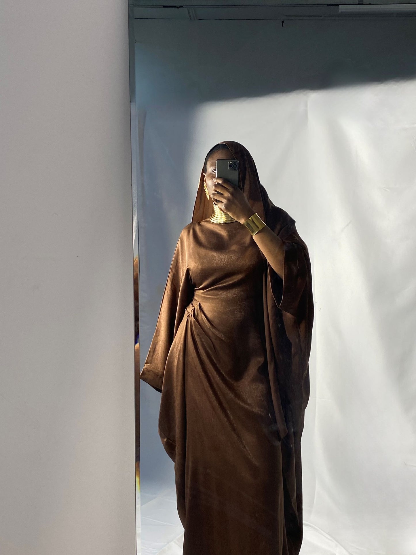 Hanifa Abaya & Scarf Set in Brown