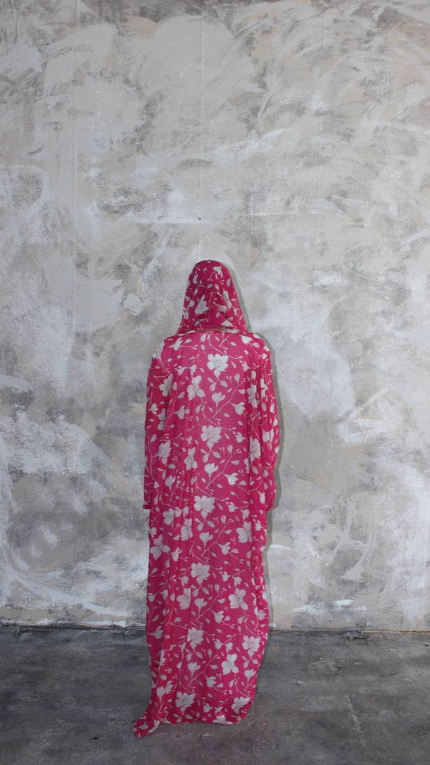 Sommer Hot Pink Printed Kimono and Scarf Set
