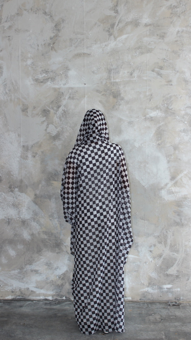 Sommer Chequered Print Kimono and Scarf Set
