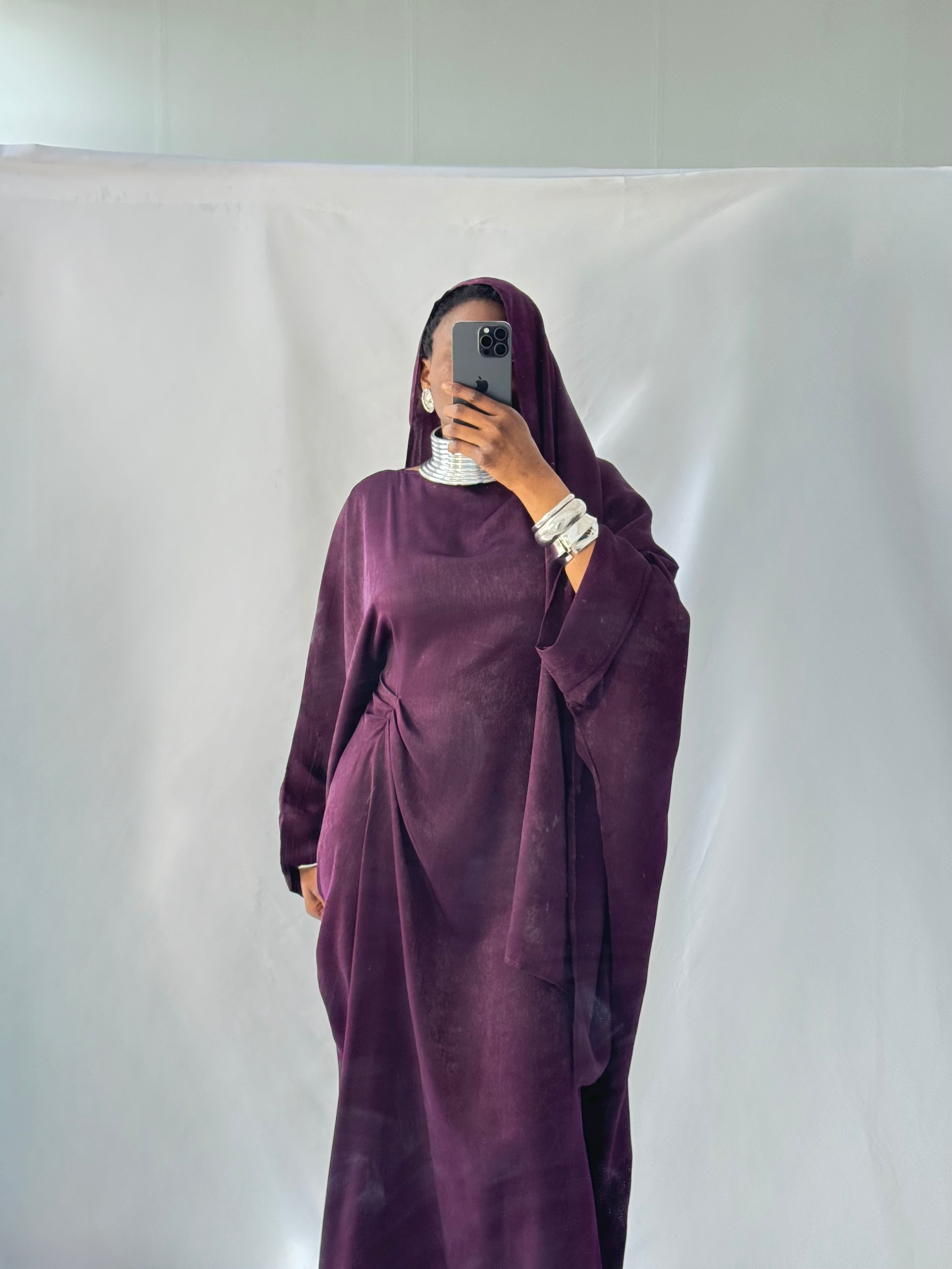 Hanifa Abaya Scarf Set in Dark Purple