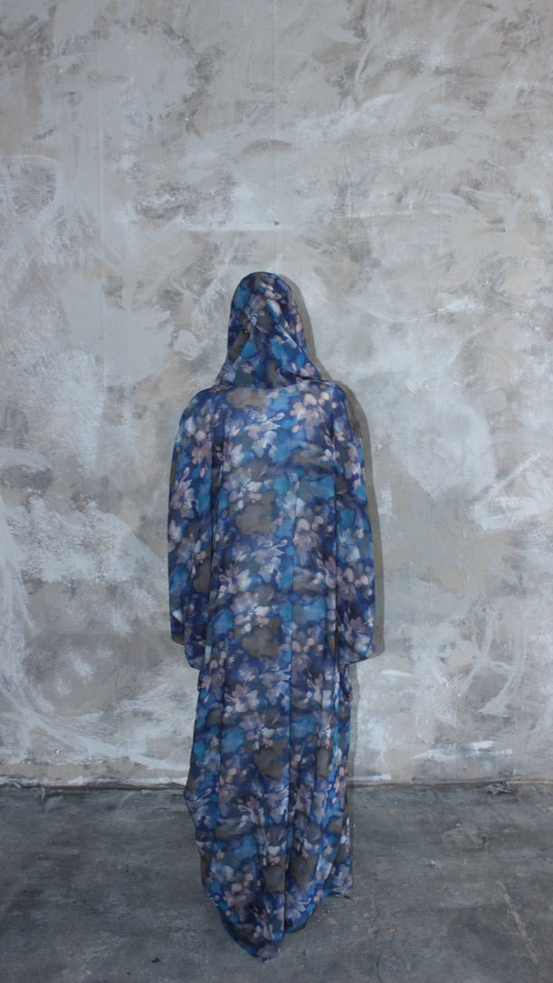Sommer Blue Printed Kimono and Scarf Set