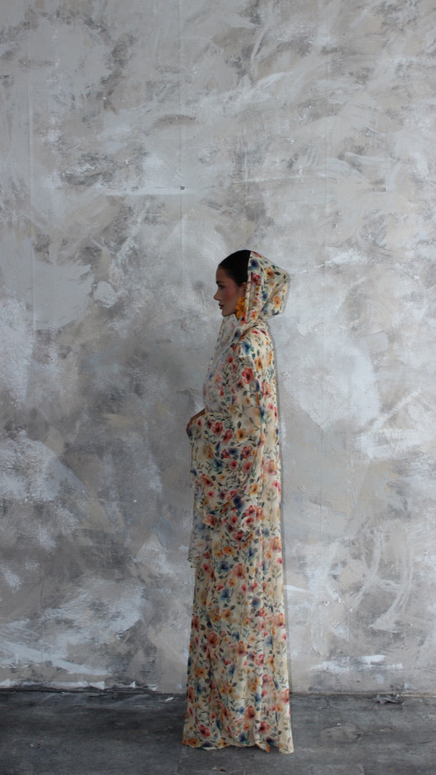 Sommer Sunflower Printed Kimono and Scarf Set