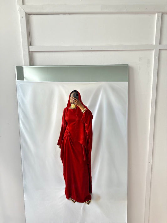 Hanifa Abaya & Scarf Set in Red
