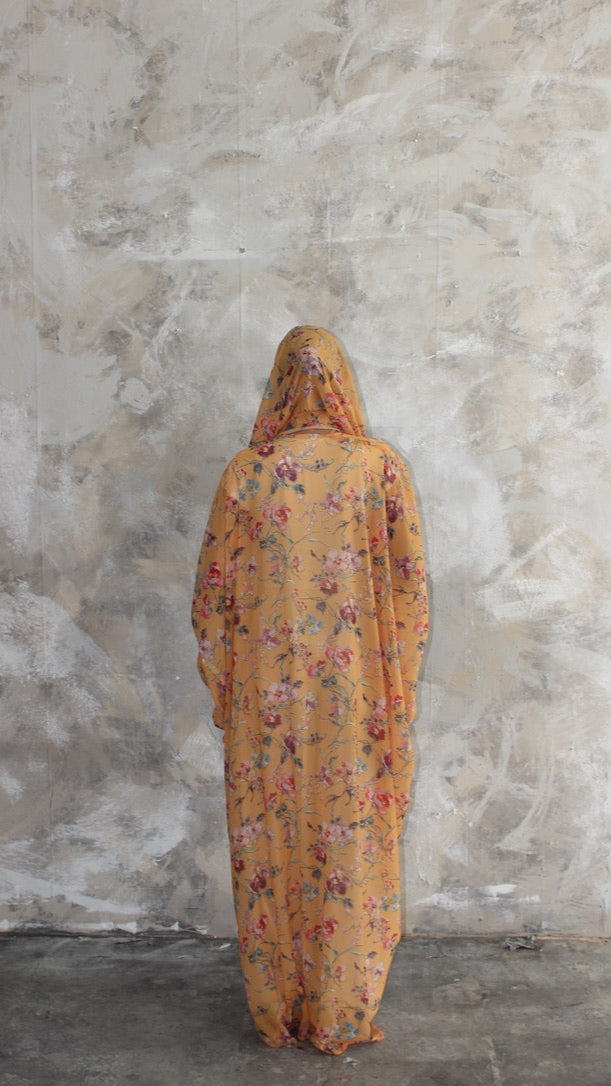 Sommer Orange Sun Printed Kimono and Scarf Set