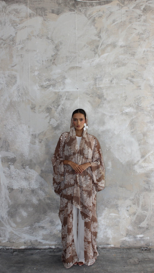 Sommer Camel Print Kimono and Scarf Set