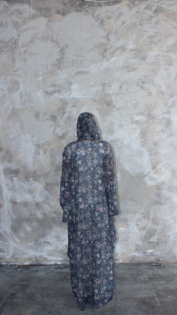 Sommer Ice Blue/Grey Printed Kimono and Scarf Set