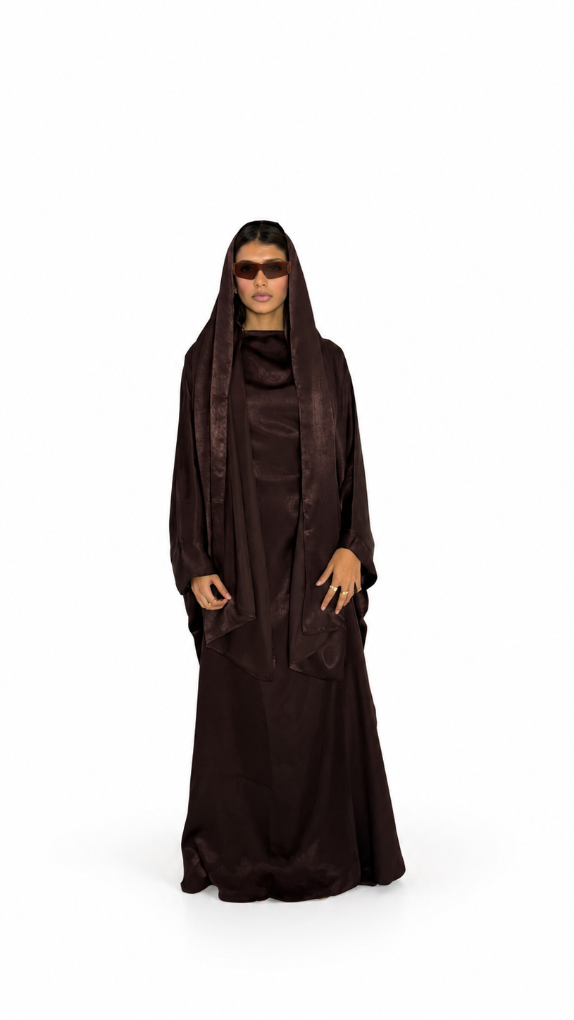 Hanifa Abaya & Scarf Set in Chocolate Brown