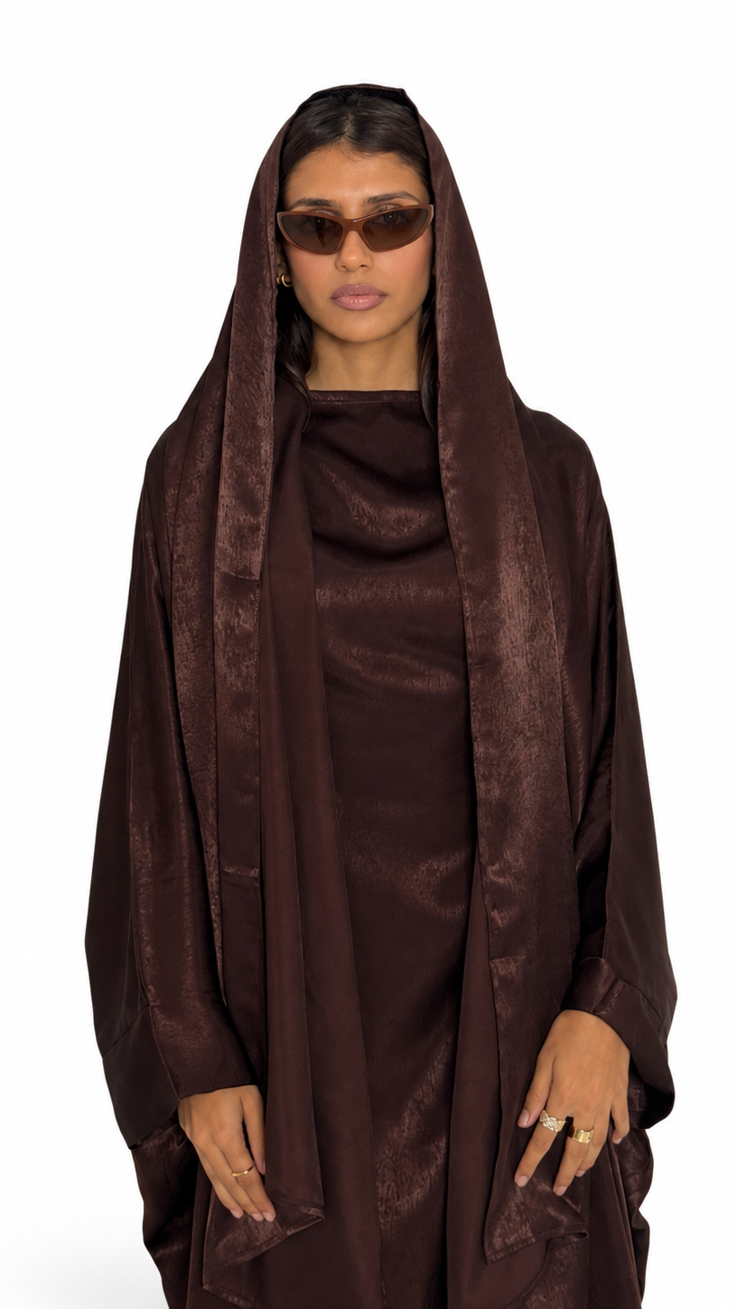 Hanifa Abaya & Scarf Set in Chocolate Brown