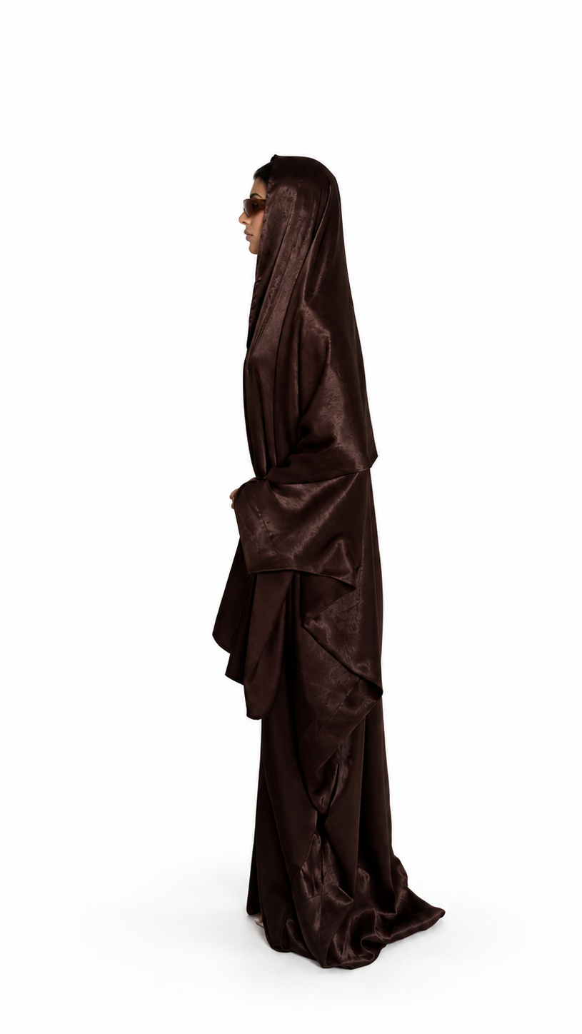 Hanifa Abaya & Scarf Set in Chocolate Brown