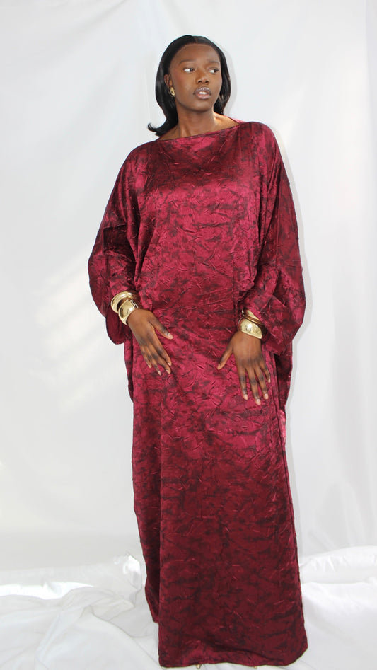 Kai Dress in Maroon & Black