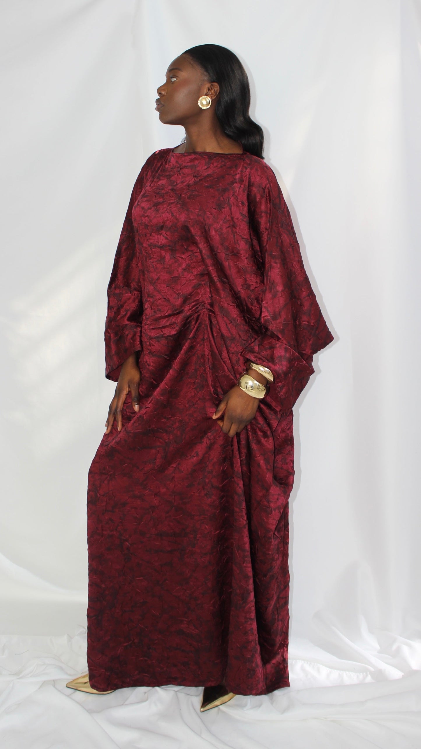 Kai Dress in Maroon & Black