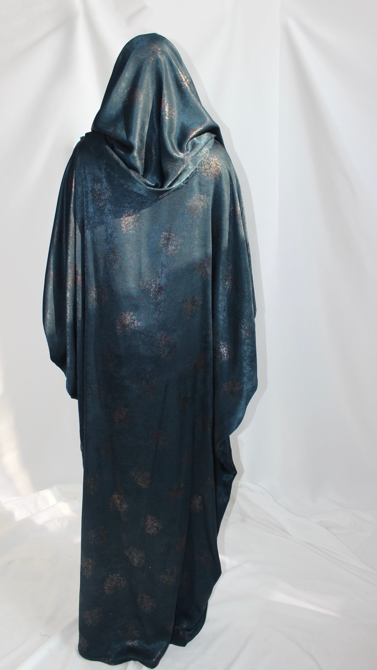 Hanifa Print Abaya & Scarf Set in Teal