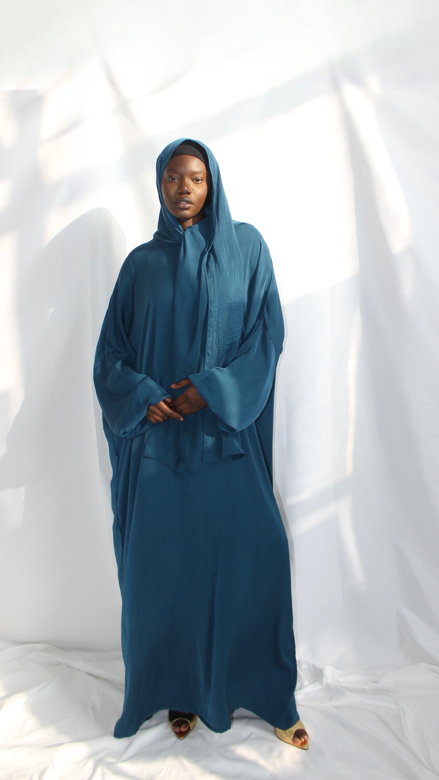 Ilham Abaya with Scarf Attached in Teal