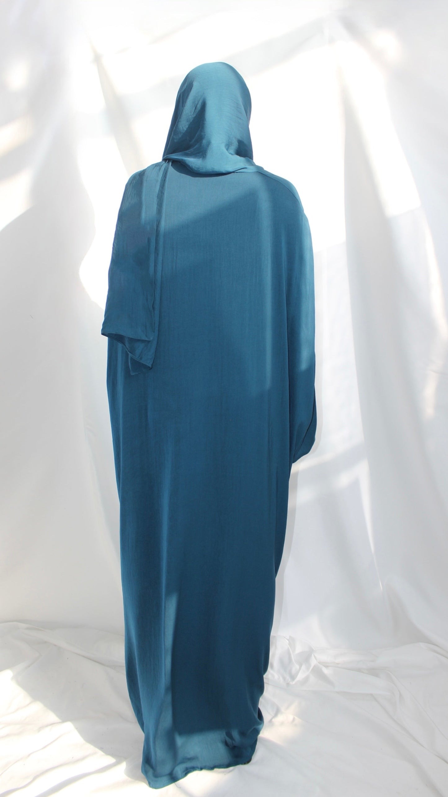 Ilham Abaya with Scarf Attached in Teal
