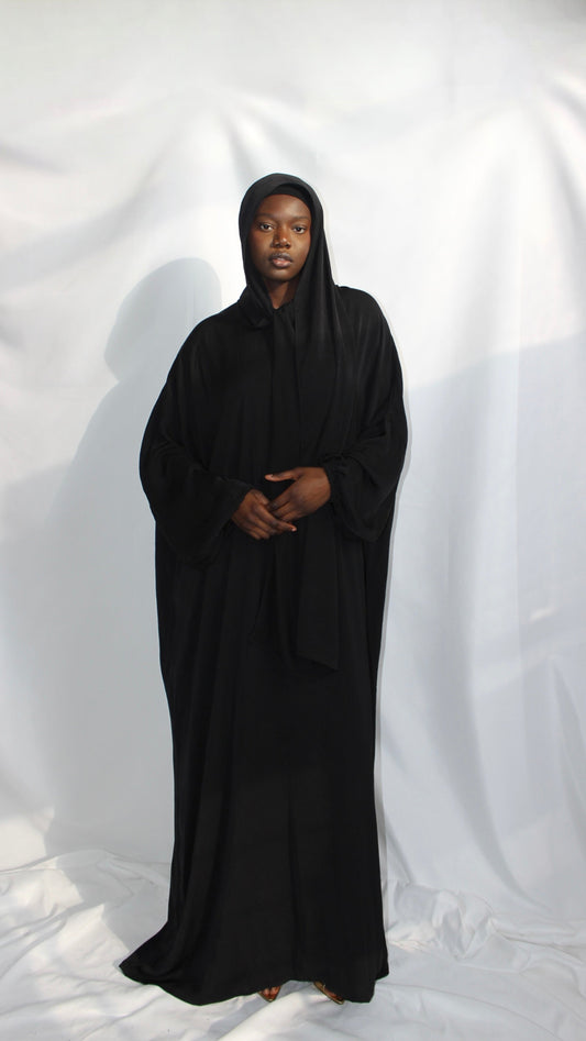 Ilham Abaya with Scarf Attached in Black