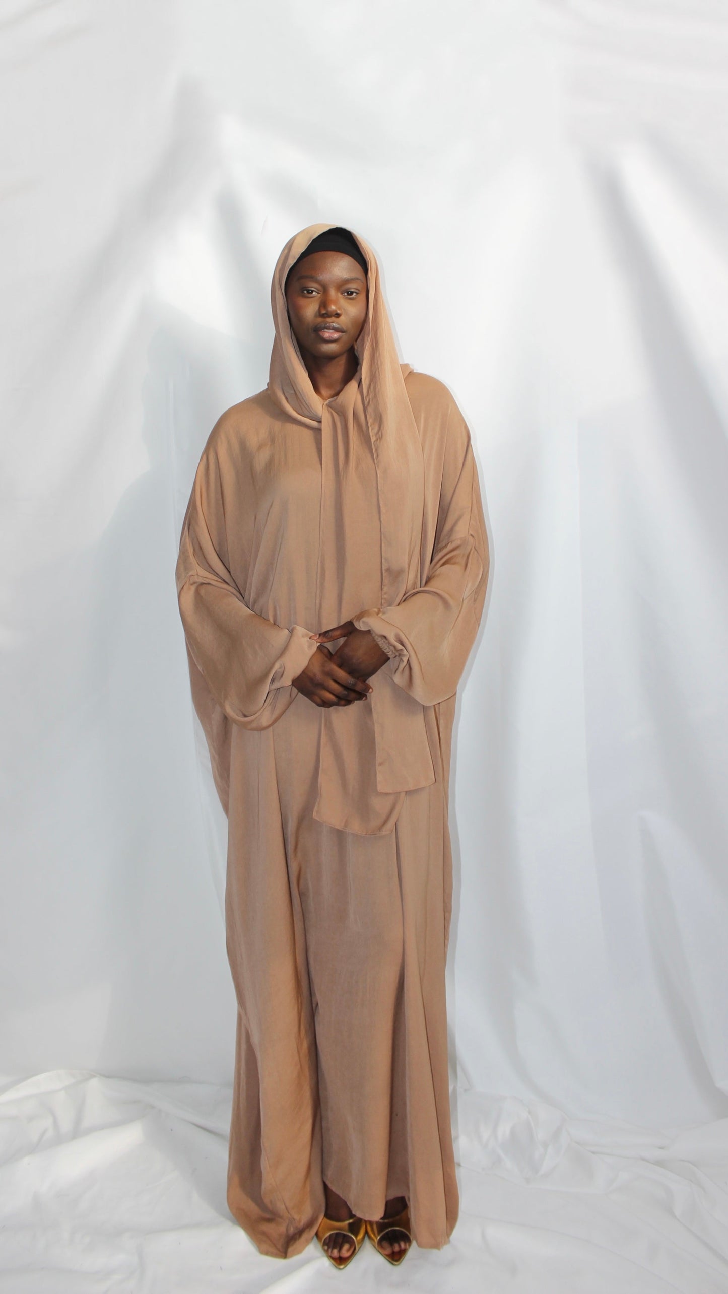 Ilham Abaya with Scarf Attached in Camel
