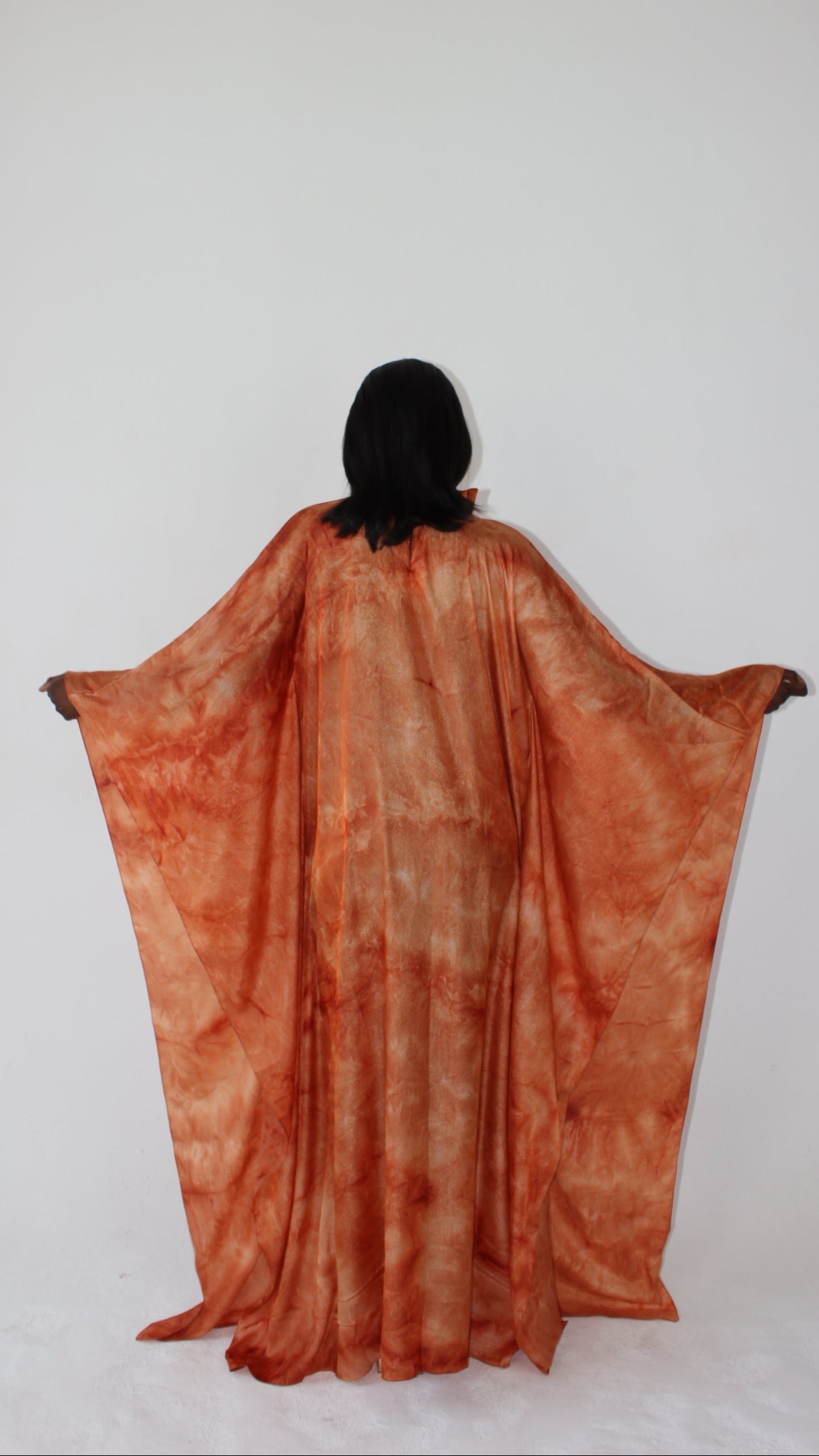 KATSUMI ORANGE PRINT KAFTAN DRESS