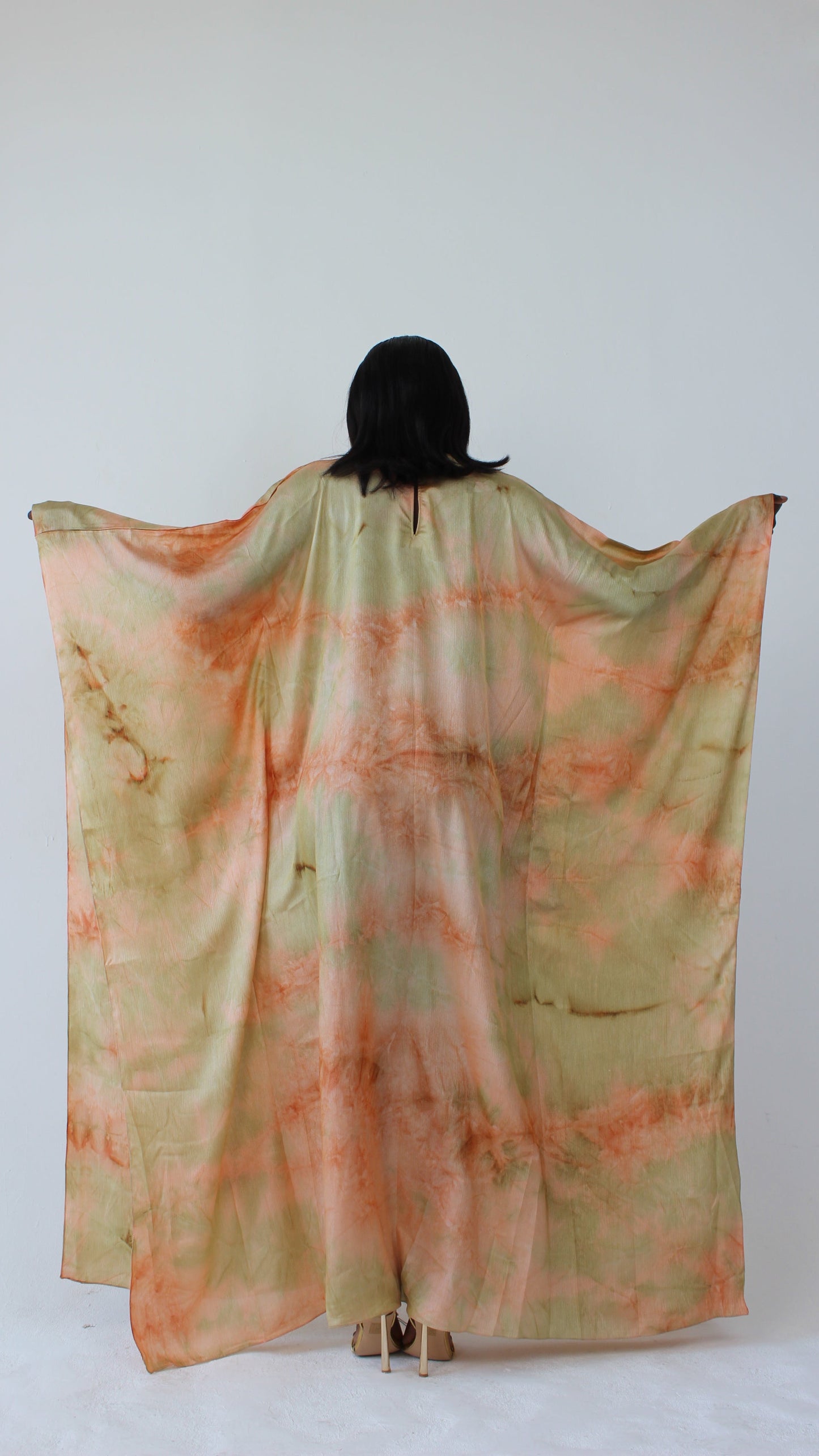 KATSUMI YELLOW PRINT KAFTAN DRESS