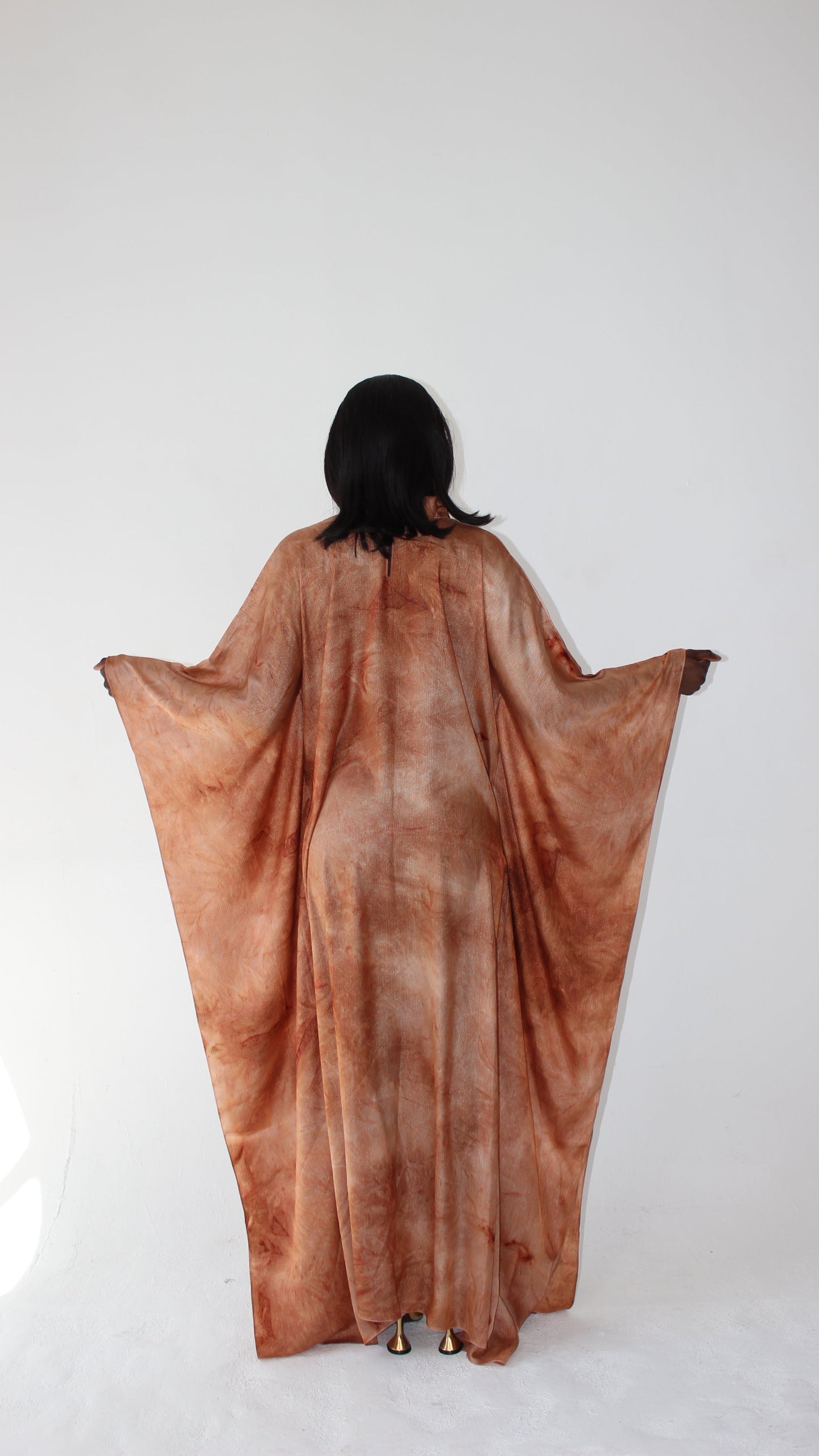 KATSUMI LIGHT ORANGE PRINT KAFTAN DRESS