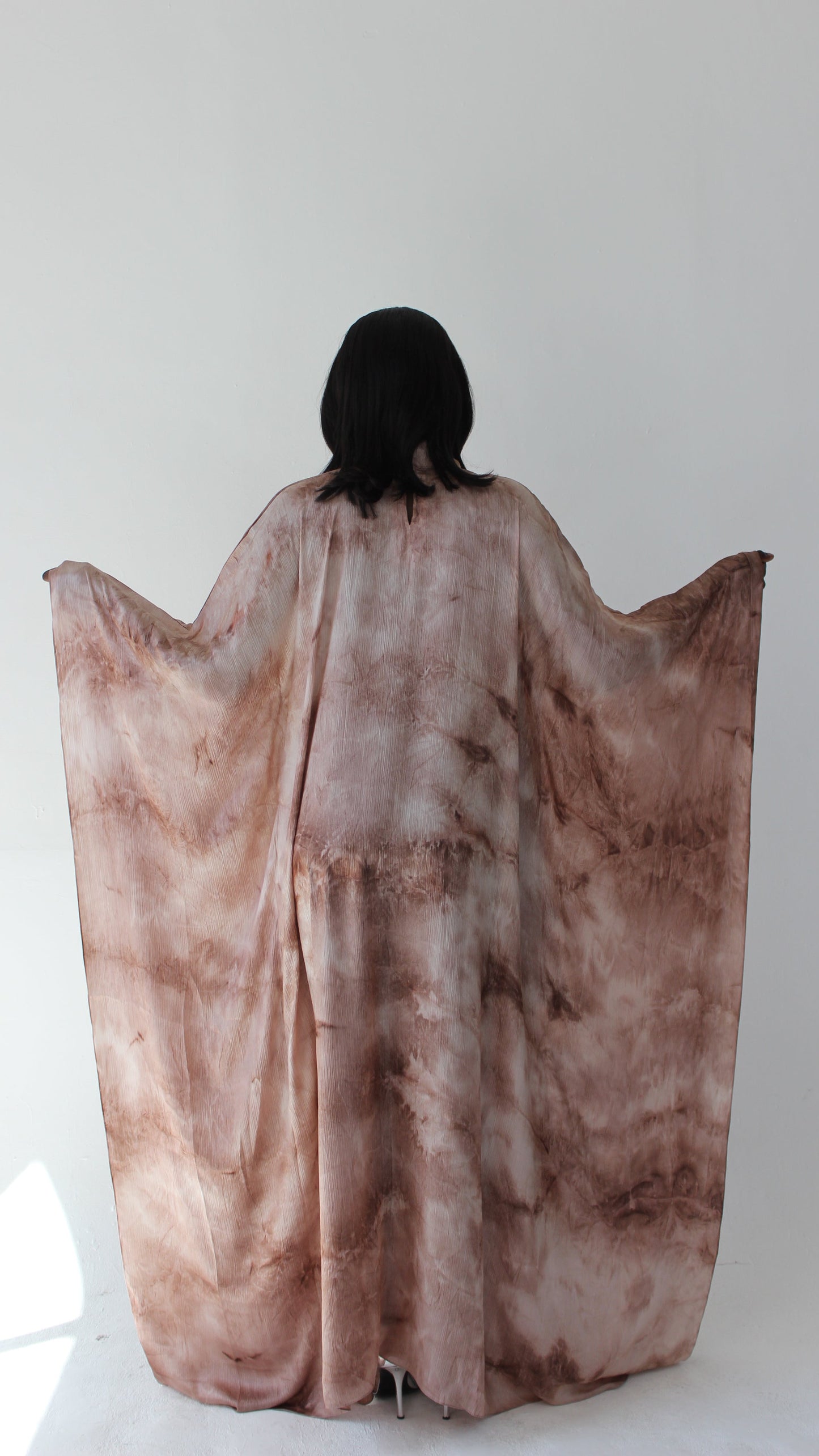 KATSUMI NUDE PINK PRINT KAFTAN DRESS