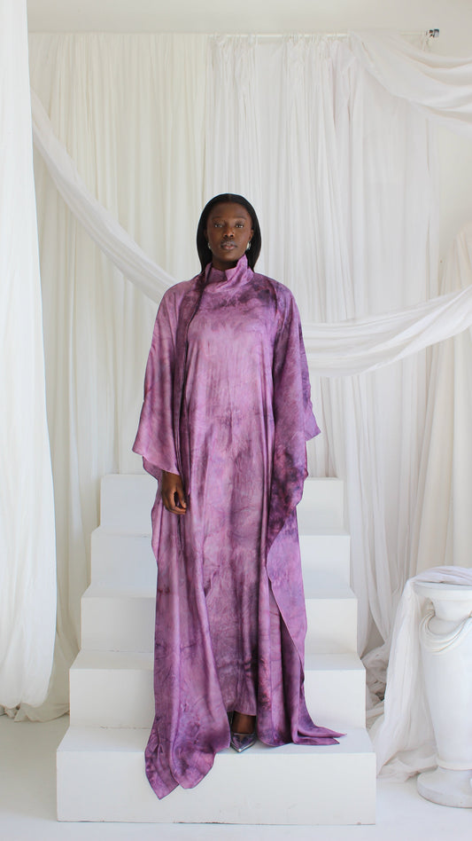 KATSUMI LILAC PRINT KAFTAN DRESS