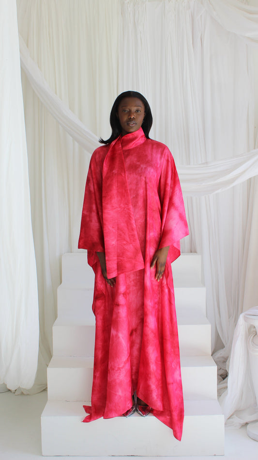KATSUMI HOT PINK PRINT KAFTAN DRESS