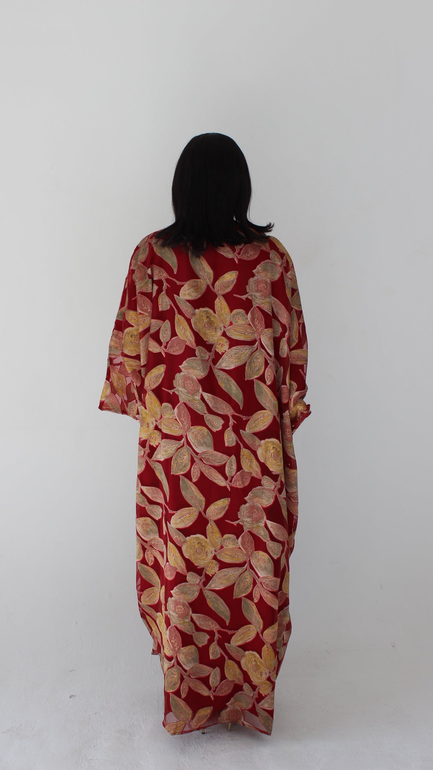 Awa Print Kaftan Style Dress in Red