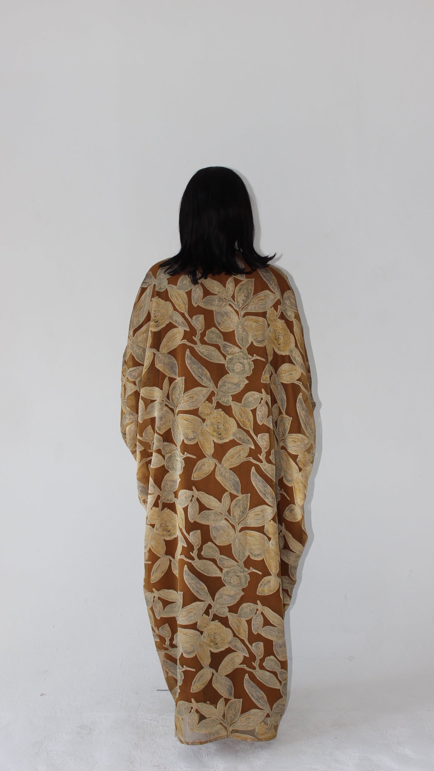 Awa Print Kaftan Style Dress in Mustard