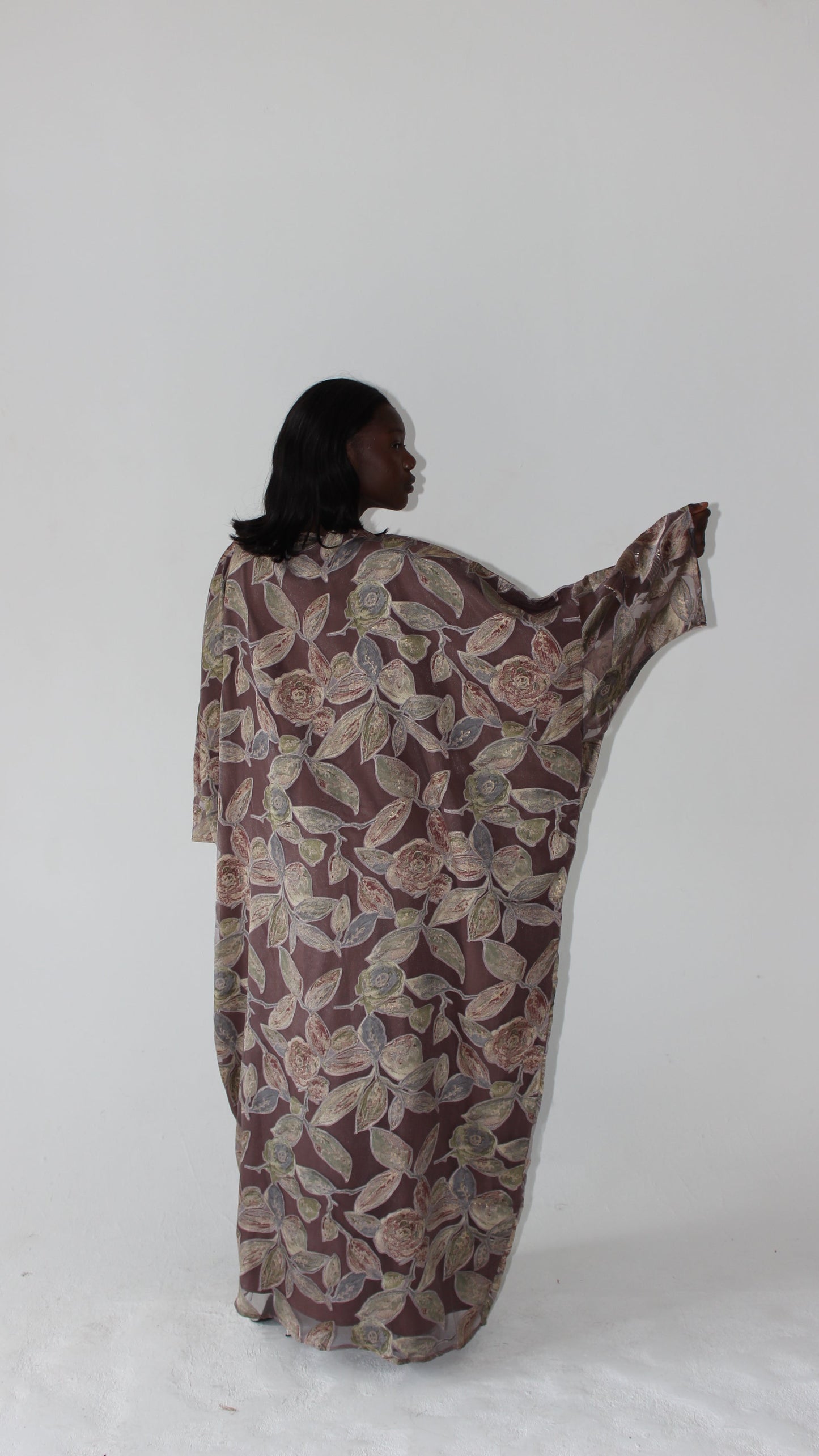 Awa Print Kaftan Style Dress in Mauve