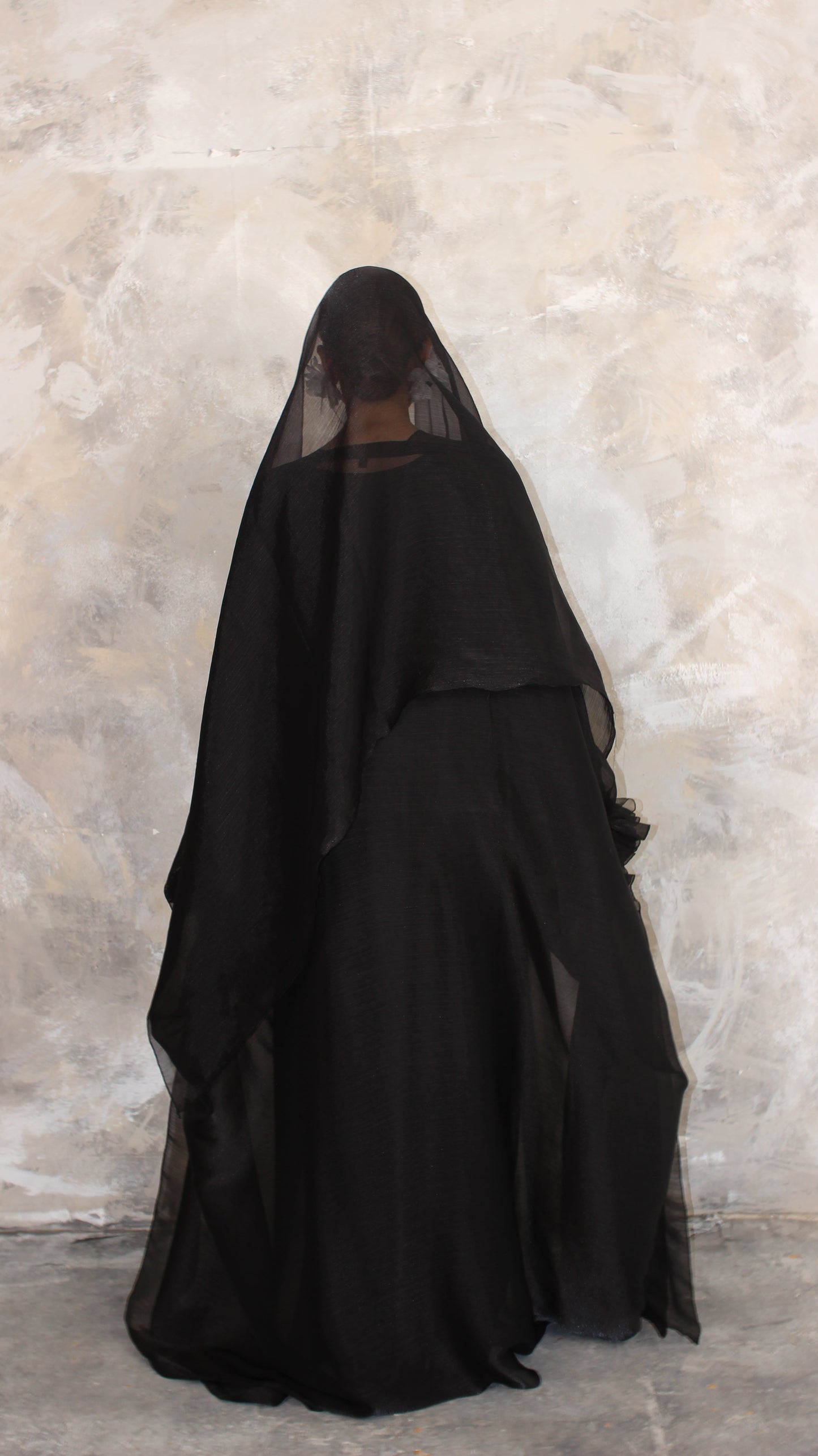 Laila Organza Abaya and Scarf Set in Black
