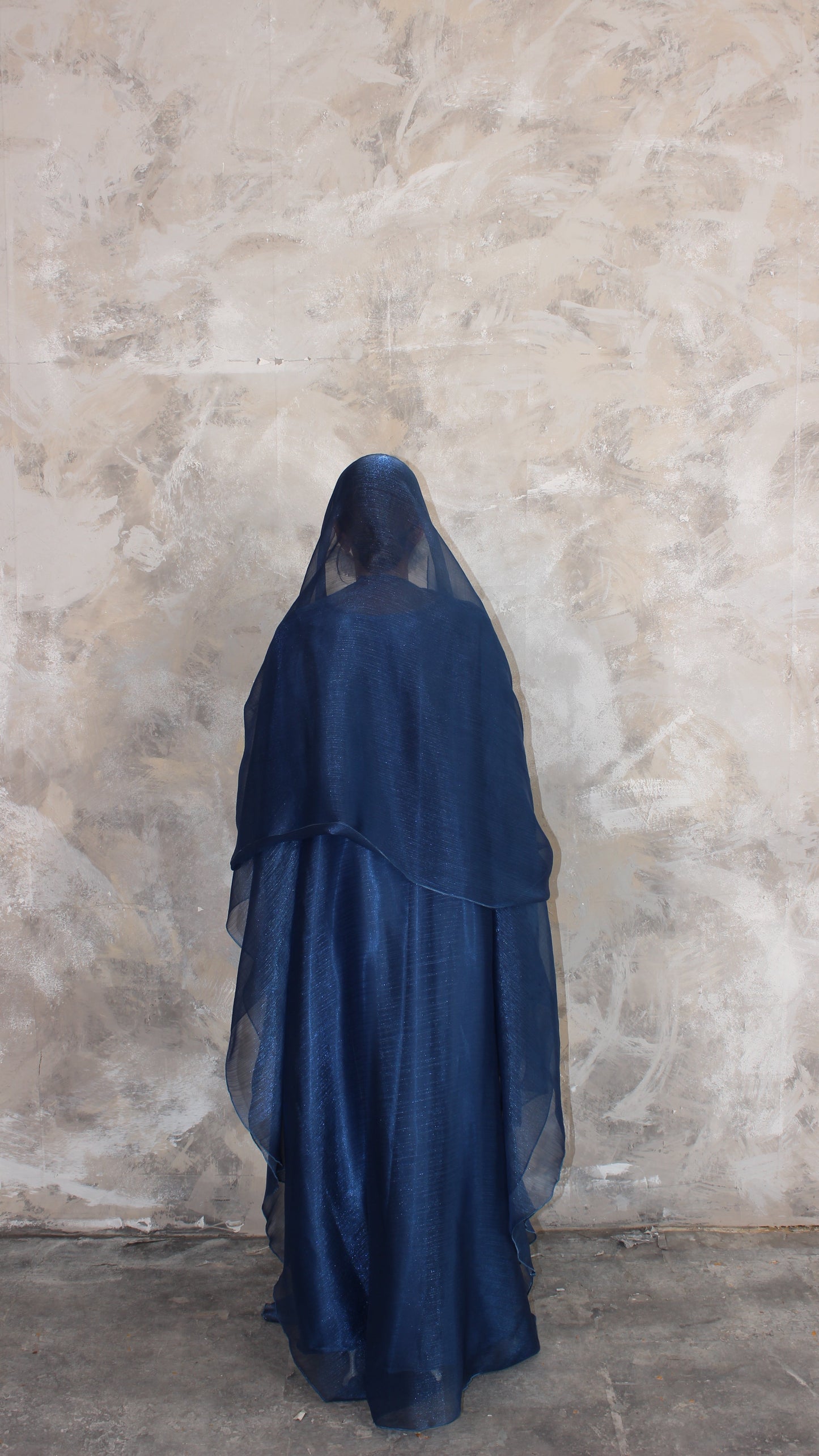 Alaia Organza Abaya and Scarf Set in Royal Blue